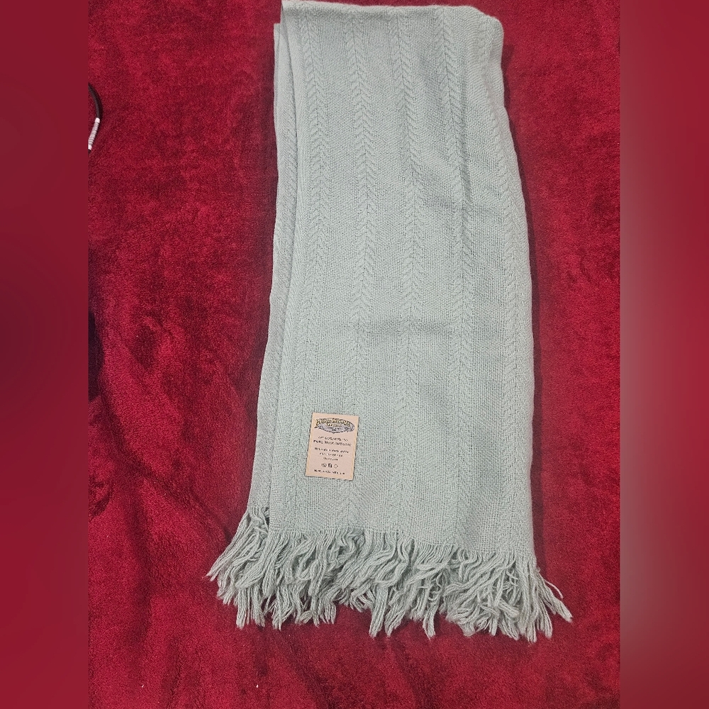 Faribo Faribault Woolen Mills Wool Blend Blanket Throw Sage Green USA 54×54